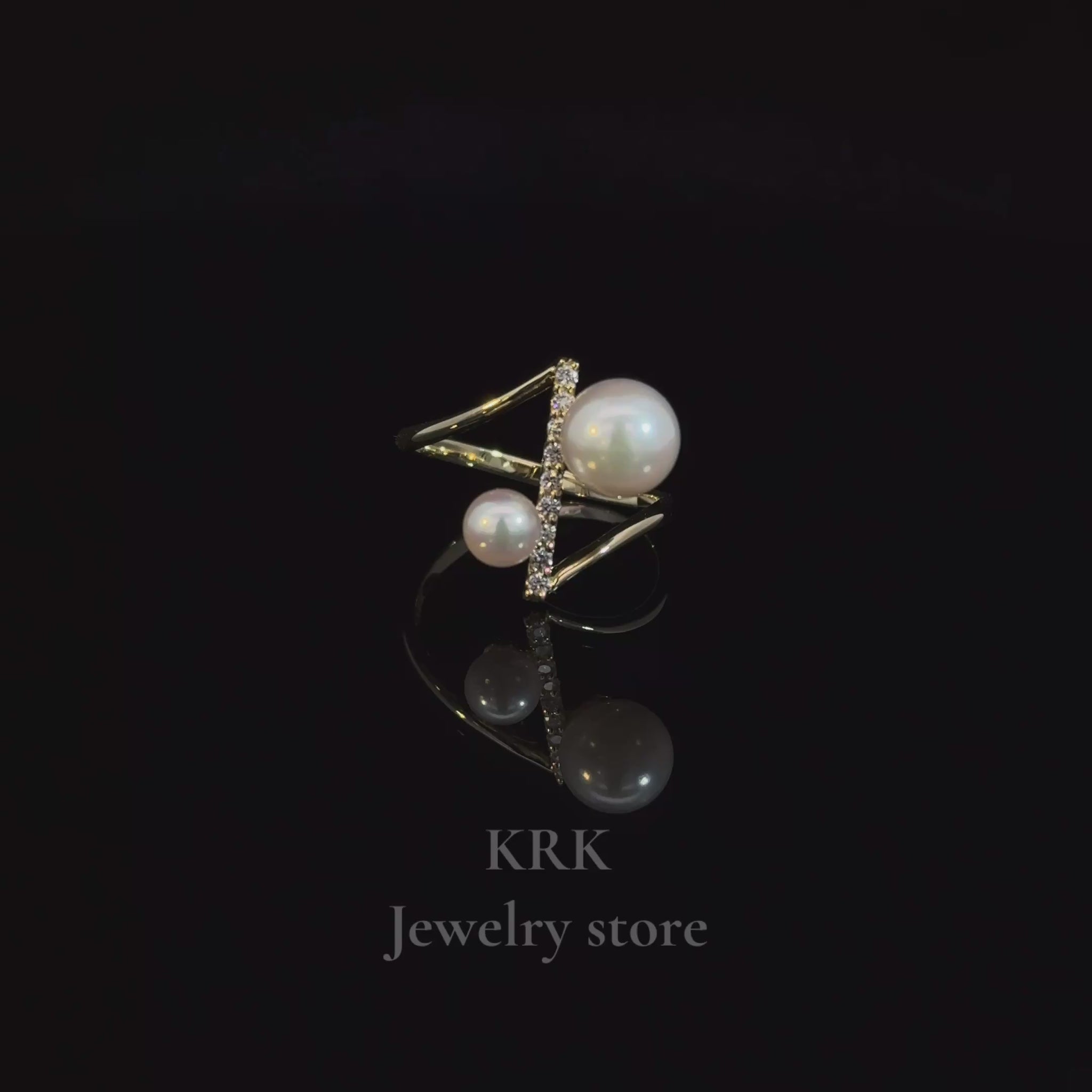 KRK 日本製18K金造型戒指 Akoya珍珠 天然鑽 R06